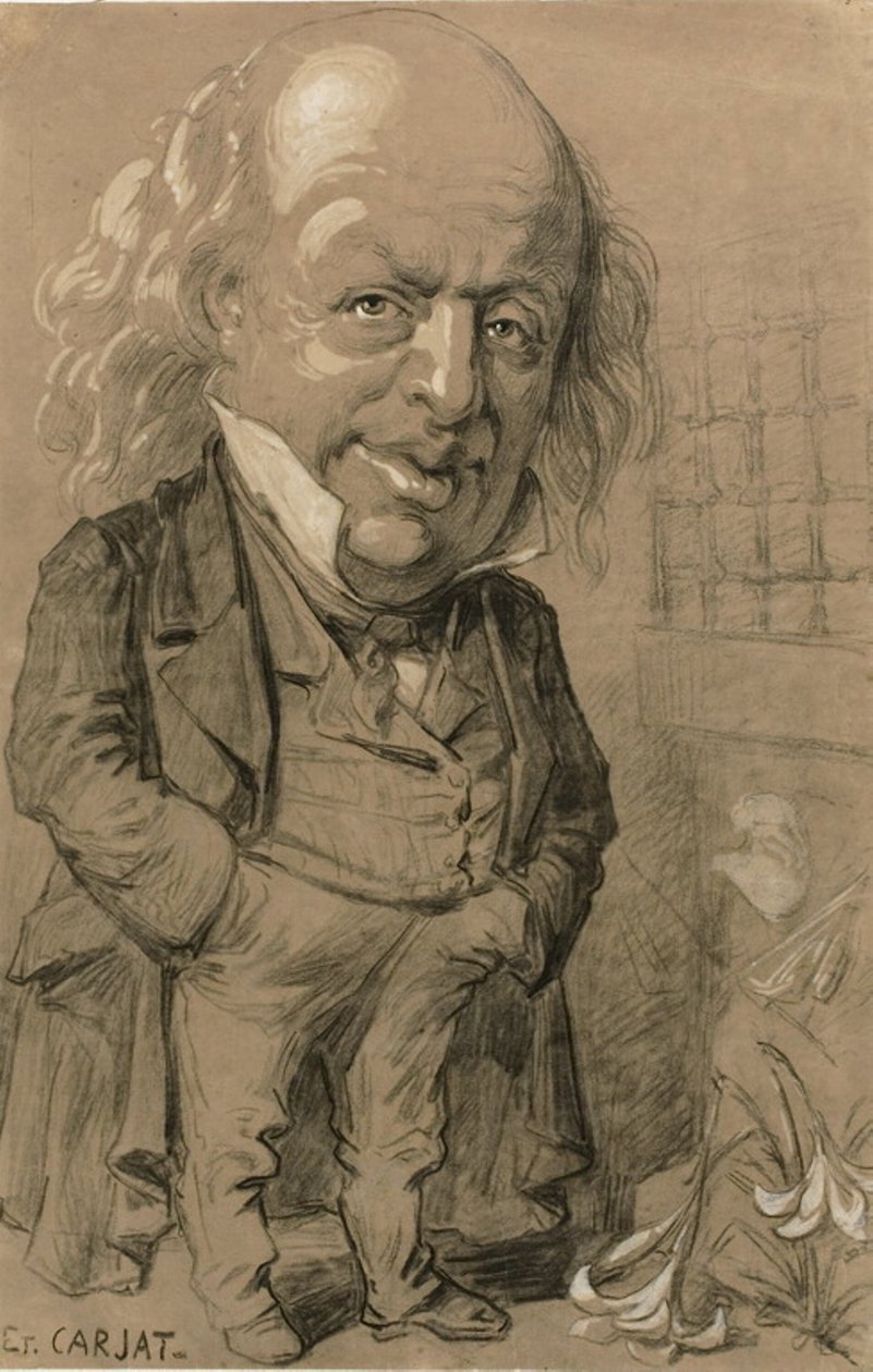 Karikatyrporträtt av Pierre-Jean de Beranger av Etienne Carjat