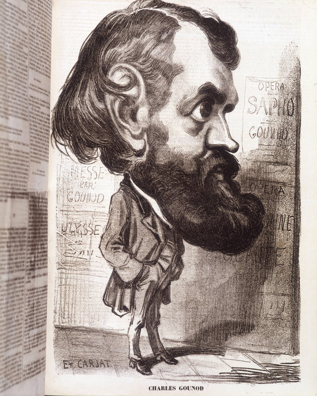 Karikatyr av kompositören Charles Gounod (1818-1893) av Etienne Carjat, på 1800-talet. av Etienne Carjat
