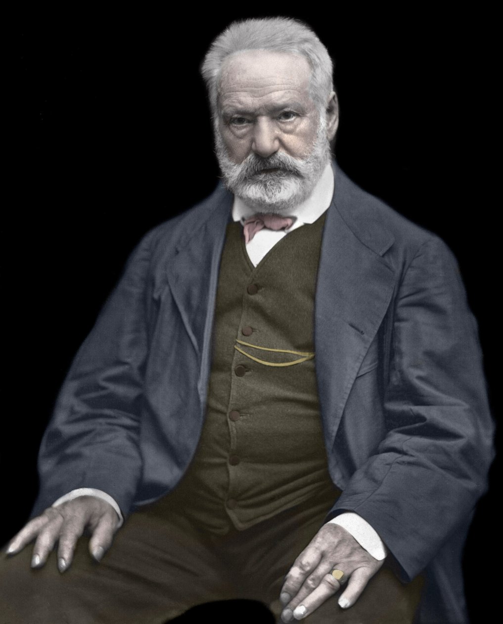 Porträtt av Victor Hugo (1802-1885), fransk författare och poet, Färgläggning på ett fotografi av Etienne Carjat (1828-1906) - Victor Hugo (1802-1885). Engelsk författare och poet. ca. 1870. Färgfotografi. av Etienne Carjat