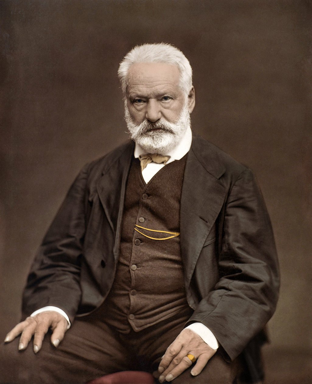Porträtt av Victor Hugo (1802-1885), fransk författare och poet, Färgläggning på ett fotografi av Etienne Carjat (1828-1906) - Victor Hugo (1802-1885). engelsk författare och poet. ca. 1870. Färgfotografi. av Etienne Carjat