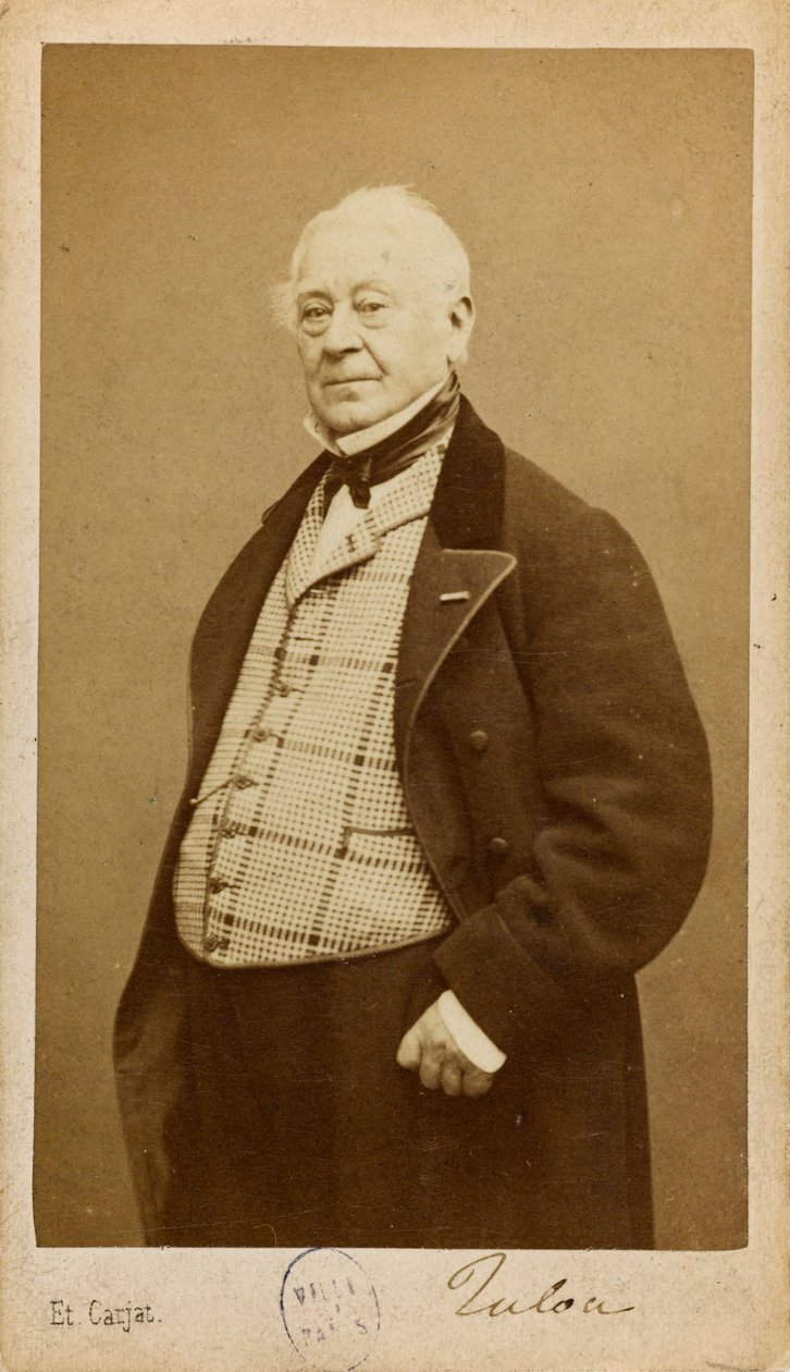 Porträtt av kompositören och flöjtisten Jean-Louis Tulou 1786-1865, ca 1860. av Etienne Carjat