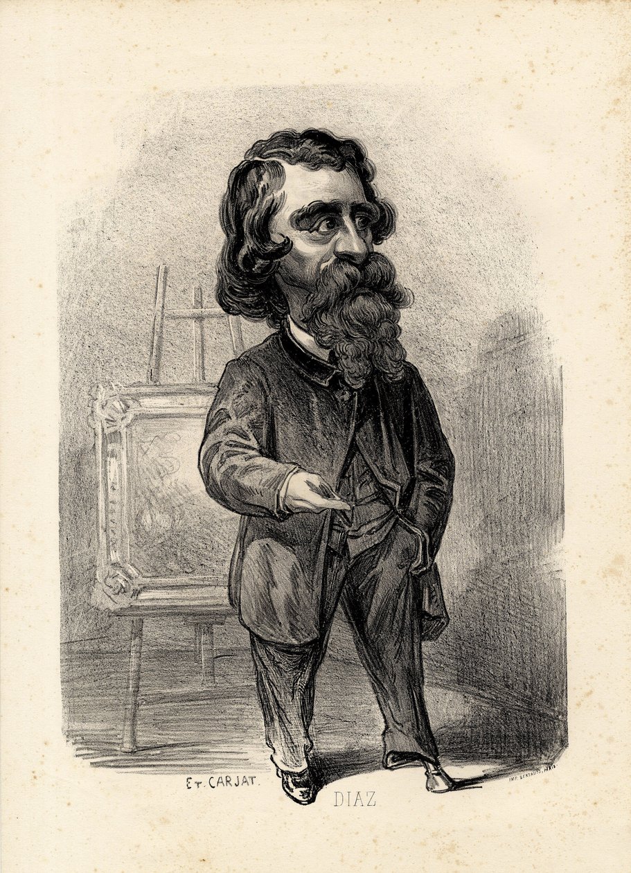 flygande löv - Illustration av Etienne Carjat (1826-1906): Konst - Målare, konstnärer, Diaz Narcisse Diaz de la Pena (1807-1876) av Etienne Carjat