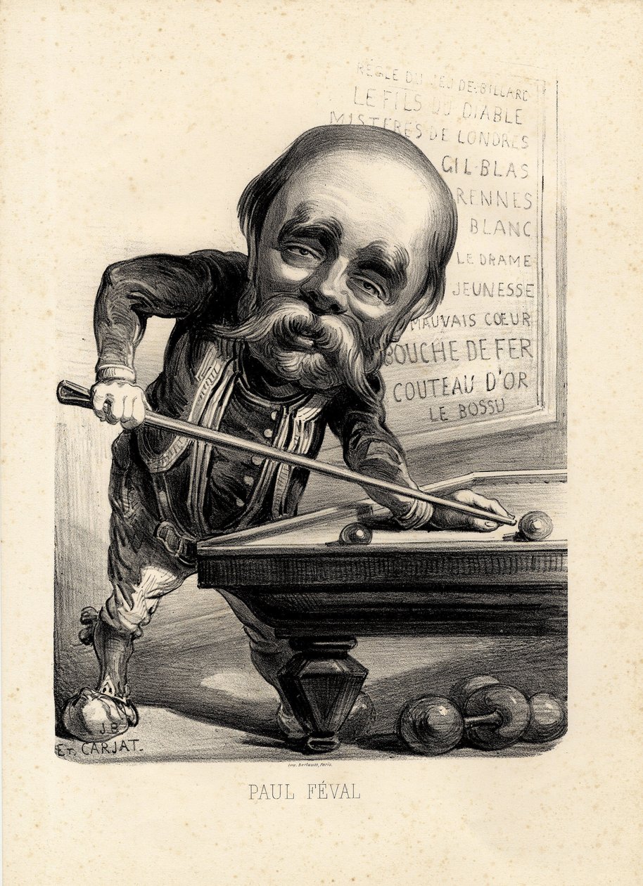 flygande löv - Illustration av Etienne Carjat (1826-1906): Biljard - Feval Paul (1816-1887) av Etienne Carjat
