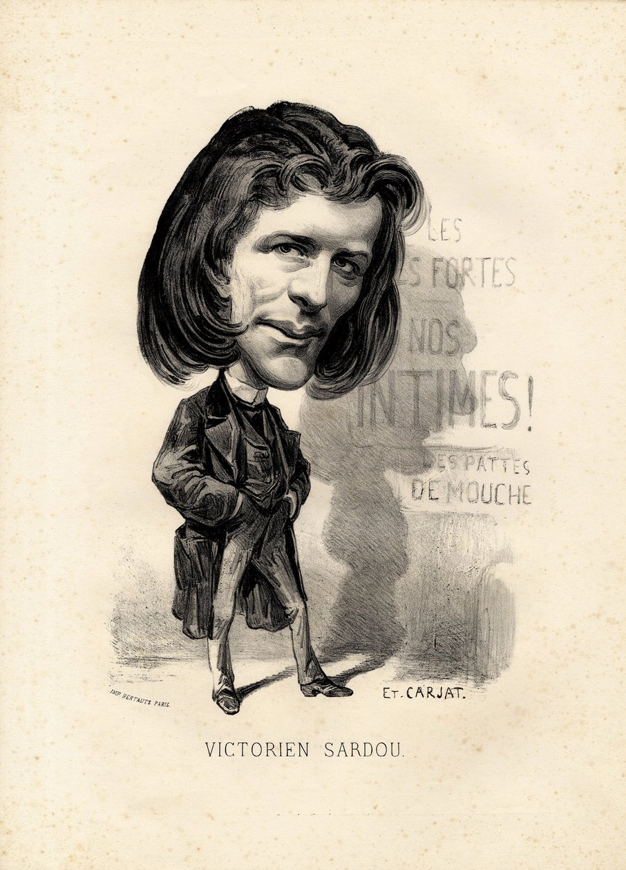 flygande löv - Illustration av Etienne Carjat (1826-1906): Litteratur - viktorianska Sardou (1831-1908) av Etienne Carjat