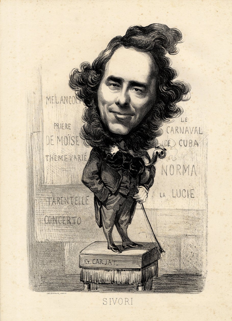 flygande löv - Illustration av Etienne Carjat (1826-1906): Sivori Camille Camillo (1815-1894) av Etienne Carjat