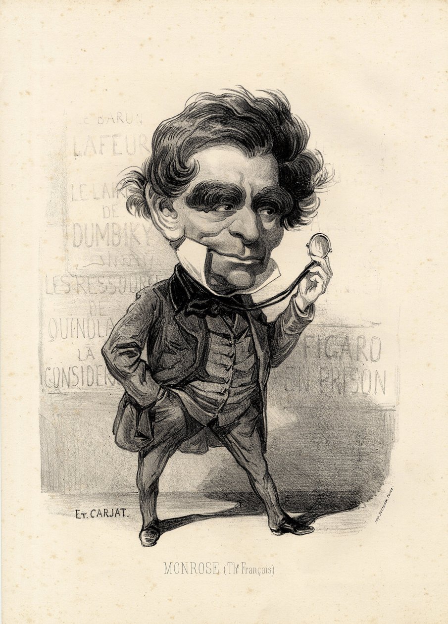 flygande löv - Illustration av Etienne Carjat (1826-1906): Teater - Monrose Antoine-Martial Louis Barizain, Louis Monrose (1811-1883) av Etienne Carjat