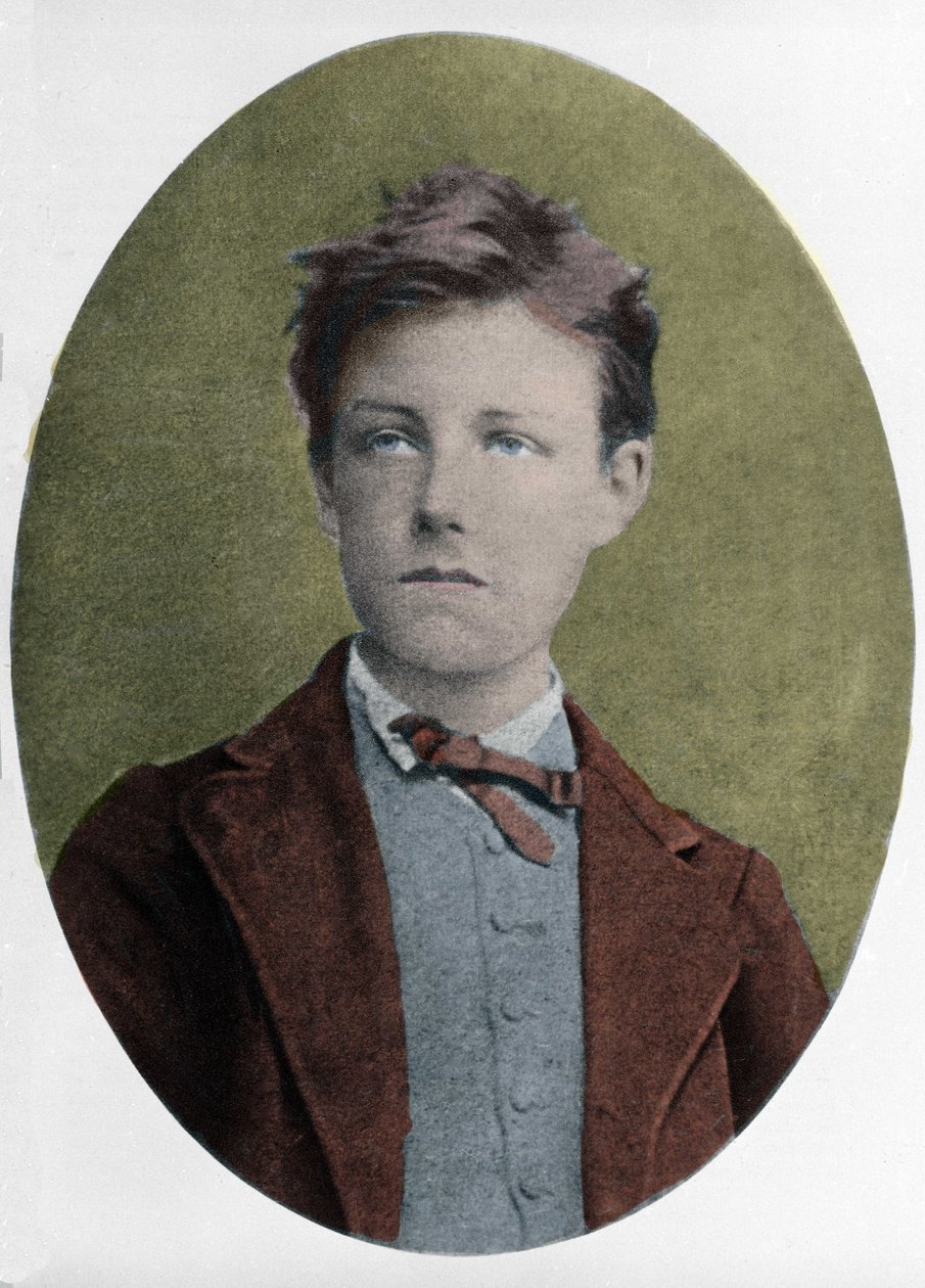 porträtt av Arthur Rimbaud (1854-1891), fransk poet, vid 17 års ålder, av Carjat. av Etienne Carjat
