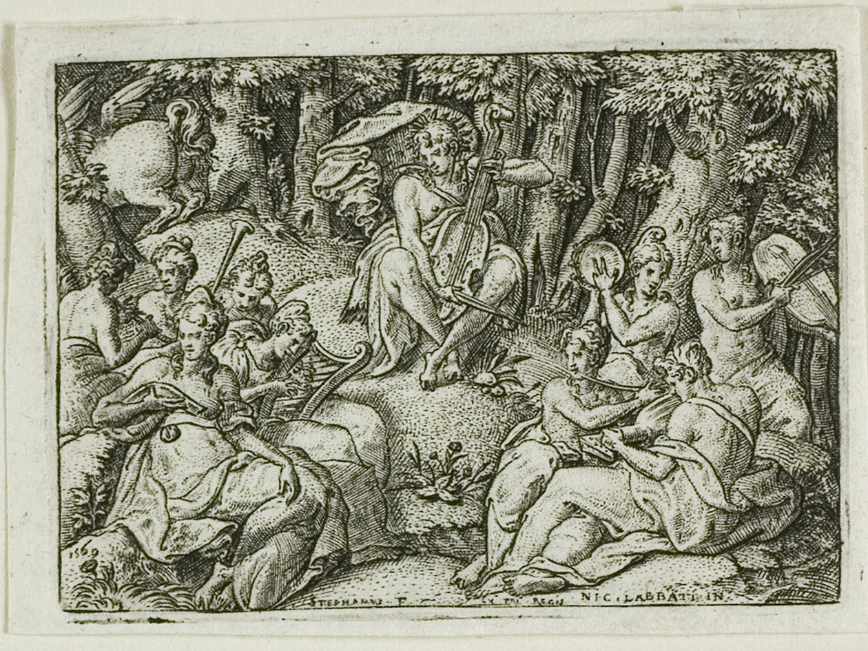 Apollon och muserna av Etienne Delaune