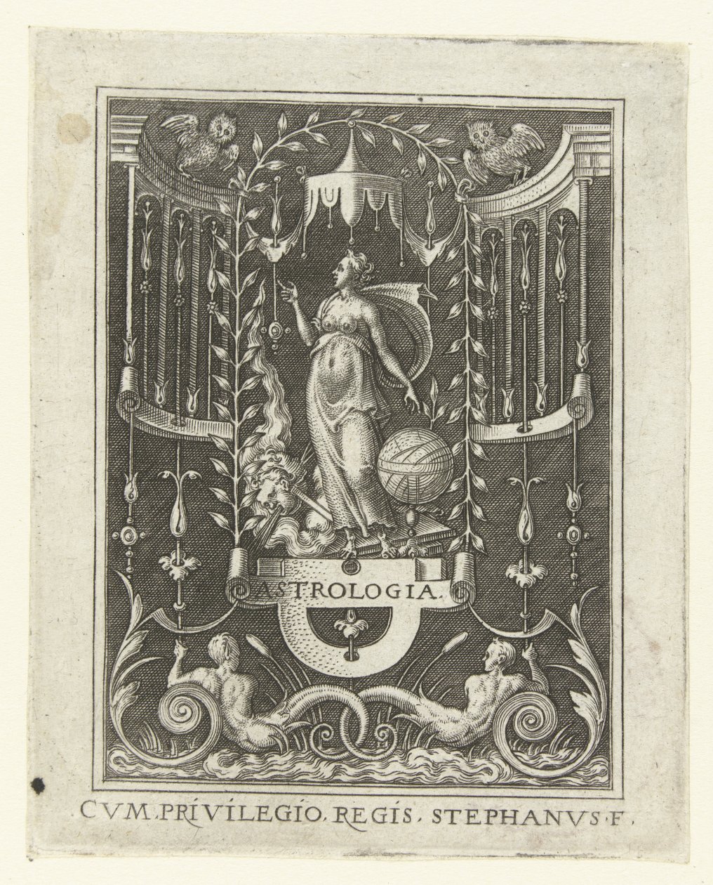 Astrologi ASTROLOGI. (titel på objekt) Fyra liberala konster, perspektivet och arkitekturen, representerade av kvinnor (senare version) (serietitel) av Etienne Delaune