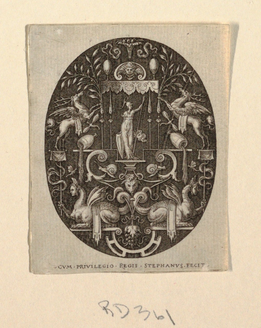 Athena, från Grotesques on Black Ground, Divinities and Allegories av Etienne Delaune