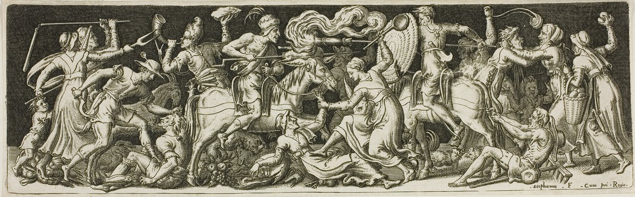 Grotesk Battle, från Combats and Triumphs av Etienne Delaune