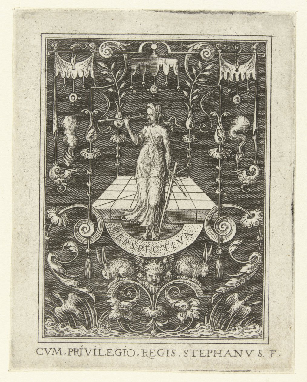 Perspektiv PERSPEKTIV (serietitel) Fyra liberala konster, perspektivet och arkitekturen, representerade av kvinnor (senare version) (serietitel) av Etienne Delaune