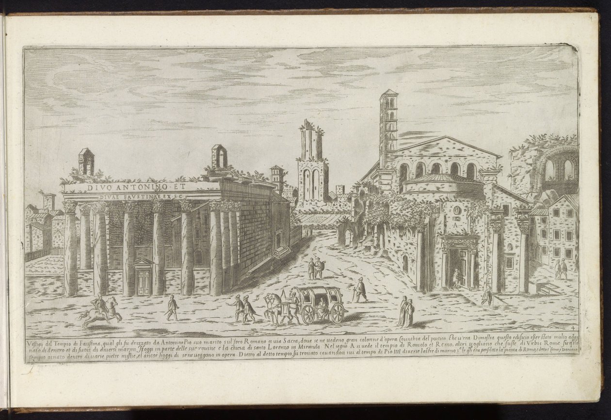 Ruinerna av Antoninus- och Faustinatemplet och Romulustemplet i Forum Romanum Forntida byggnader (serietitel) I vestigi dell