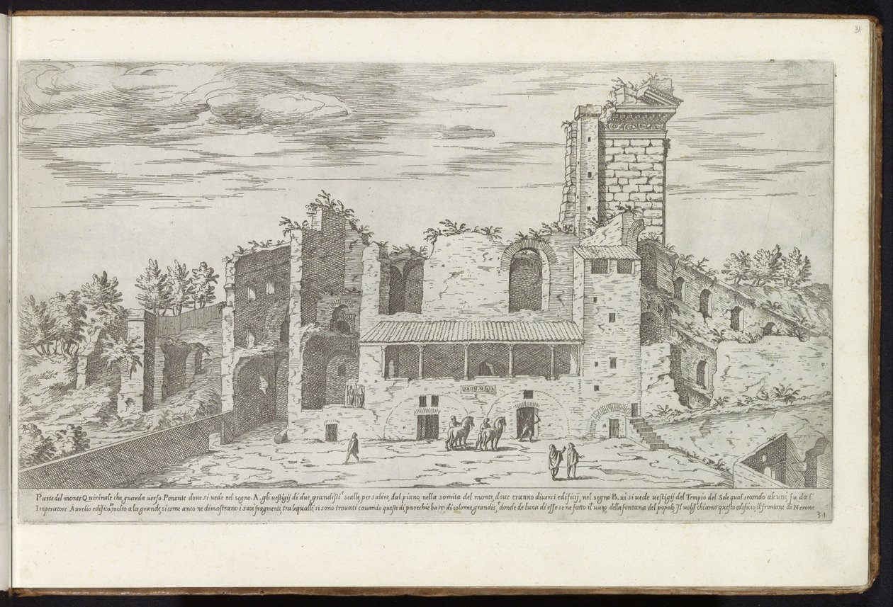 Ruinerna av Quirinale i Rom Bouwwerken uit de oudheid (serietitel) Resterna av det antika Rom samlade och fotograferade i perspektiv av Stefano Du Perac Parisino (serietitel på objekt) av Etienne Duperac