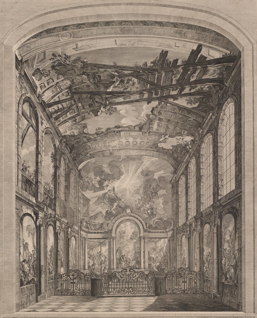 Interiörvy av Foundlings, 1759. av Etienne Fessard