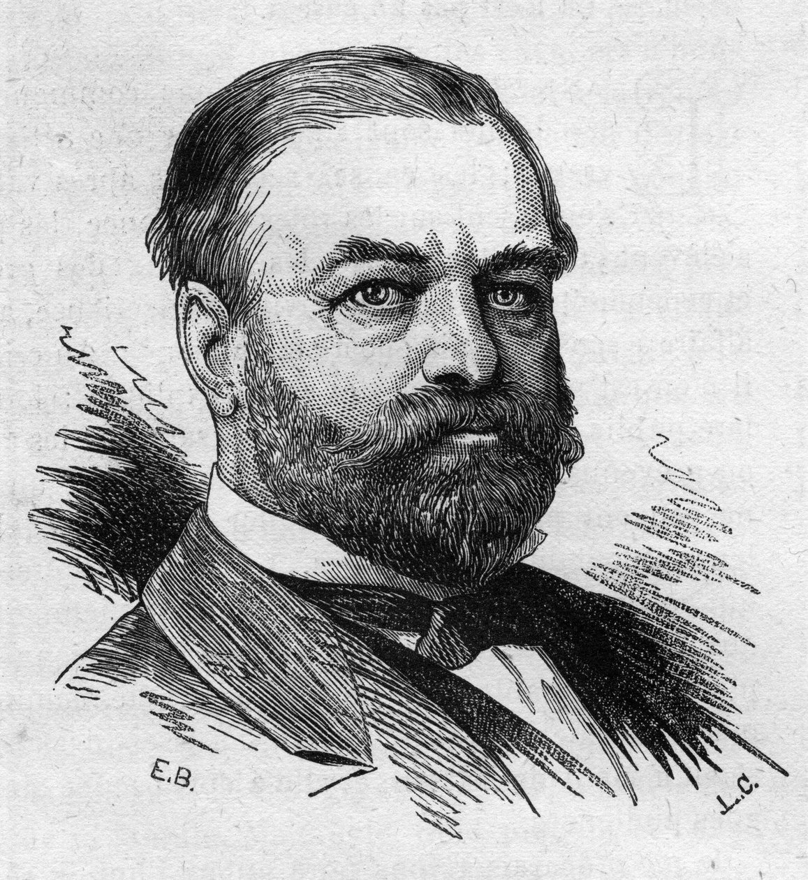 Porträtt av Adolphe Cochery (1819 -1900), fransk politiker. Gravyr av Bocour i "" Le Monde Illustré"" nr 1287 den 26 november av Etienne Gabriel Bocourt