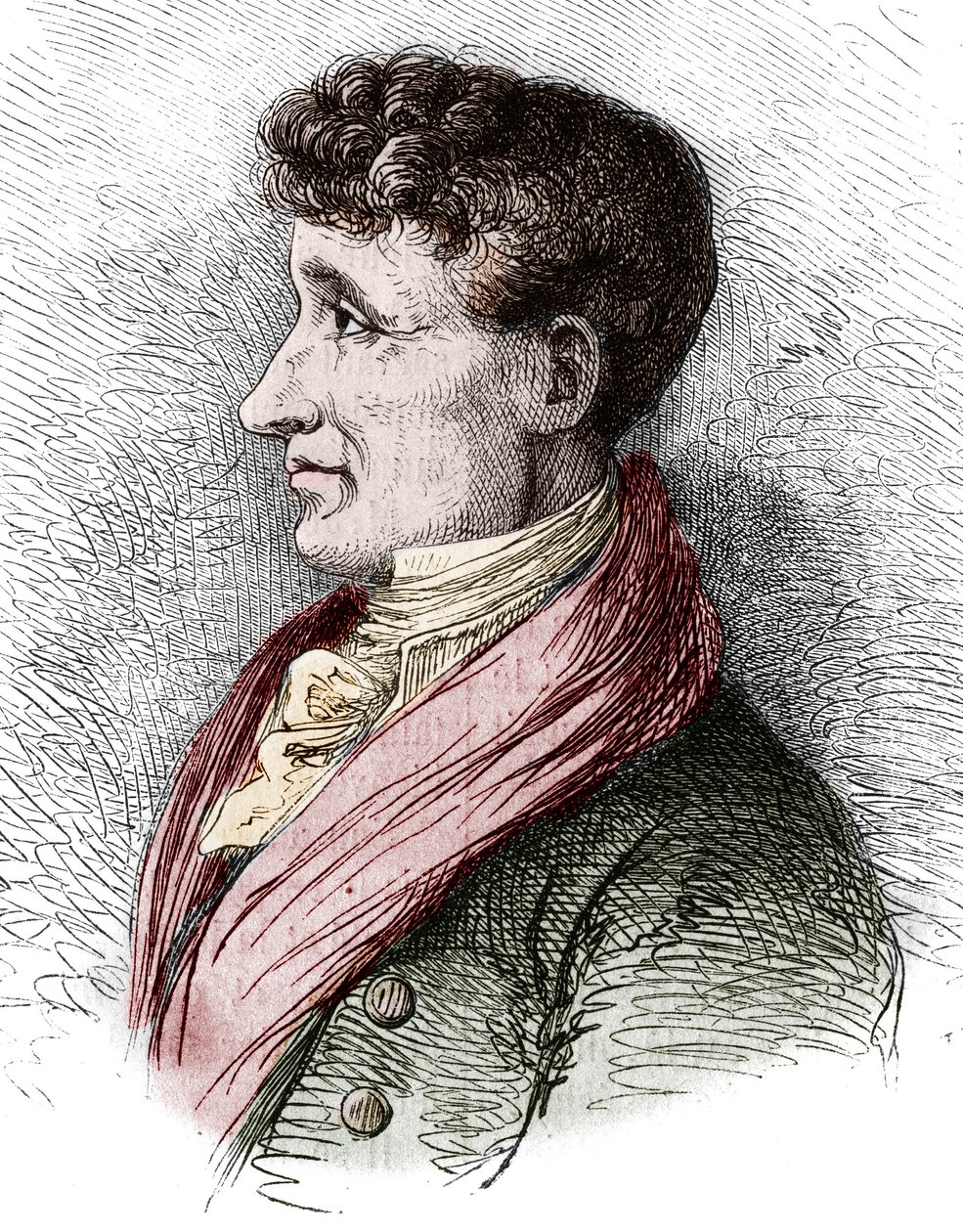 Porträtt av Joseph Joubert (1754-1824), fransk författare. Gravyr av Bocour i "" Le Magasin pittoreska"" av Etienne Gabriel Bocourt