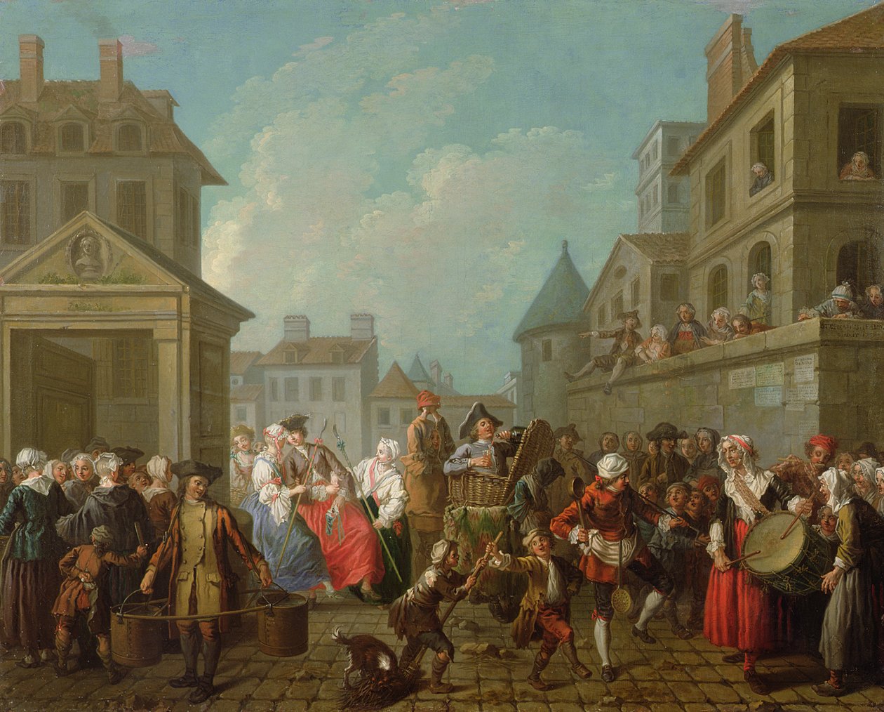 Gatukarneval i Paris, 1757 av Étienne Jeaurat