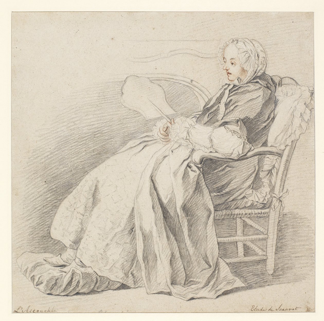 Studie för LAccouchée, ca 1750 (krita på papper) av Étienne Jeaurat