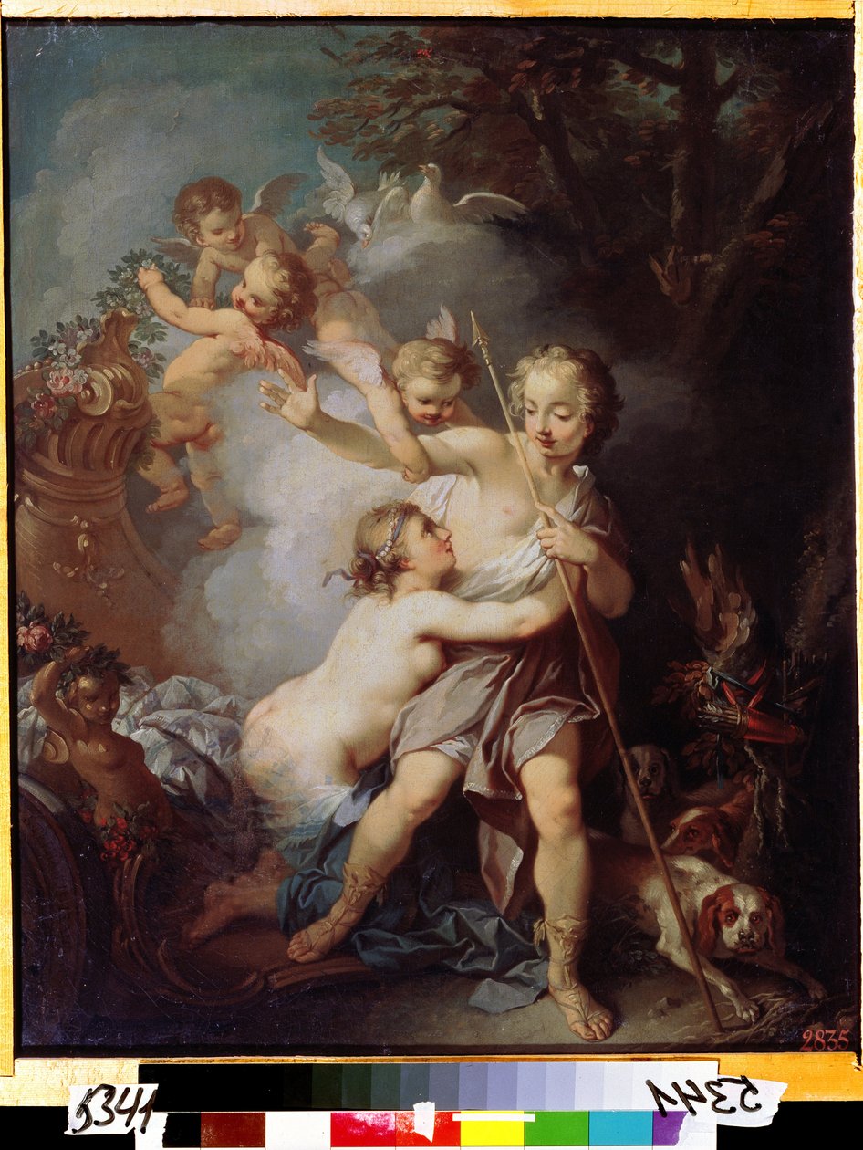 ""Venus And Adonis"" (Venus And Adonis) Målning av Etienne Jeaurat (1699-1789) Runt 1750 Moskva, Pushkin Museum av Étienne Jeaurat