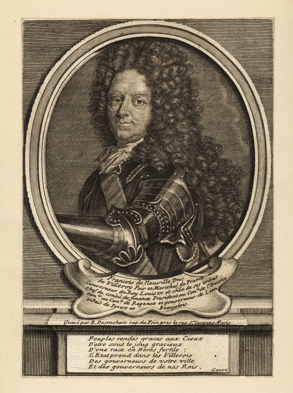 Francois de Neufville, 2:e hertig av Villeroy, fransk soldat av Etienne Jehandier Desrochers