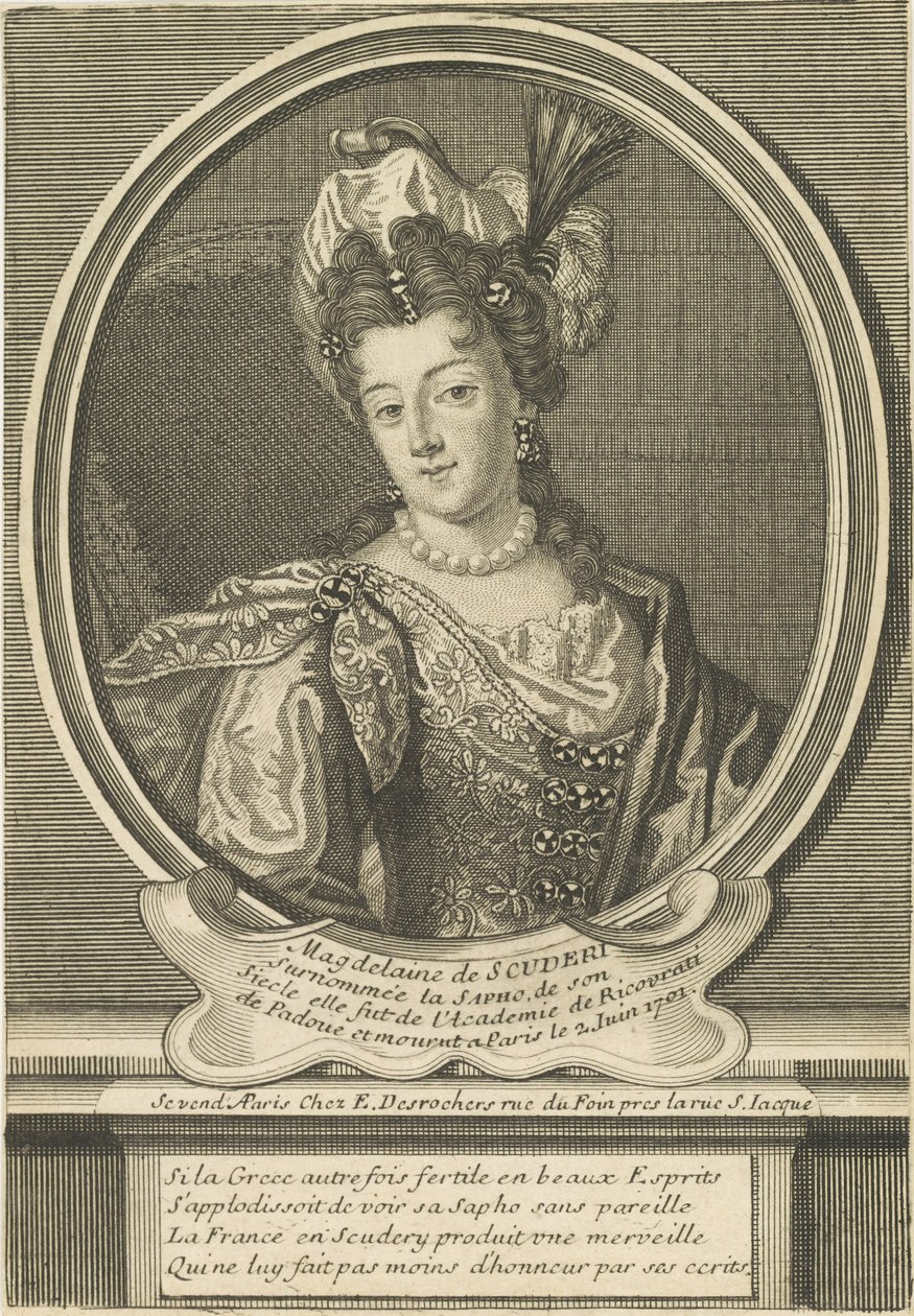 Porträtt av Madeleine de Scudéry 1607-1701, ca. 1710. av Etienne Jehandier Desrochers