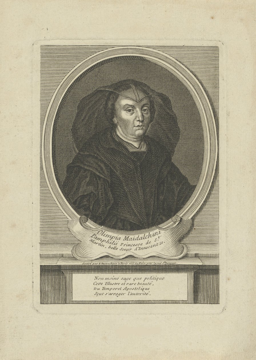 Porträtt av Olympia Maidalchini Pumhills 1591-1657, um 1700. av Etienne Jehandier Desrochers