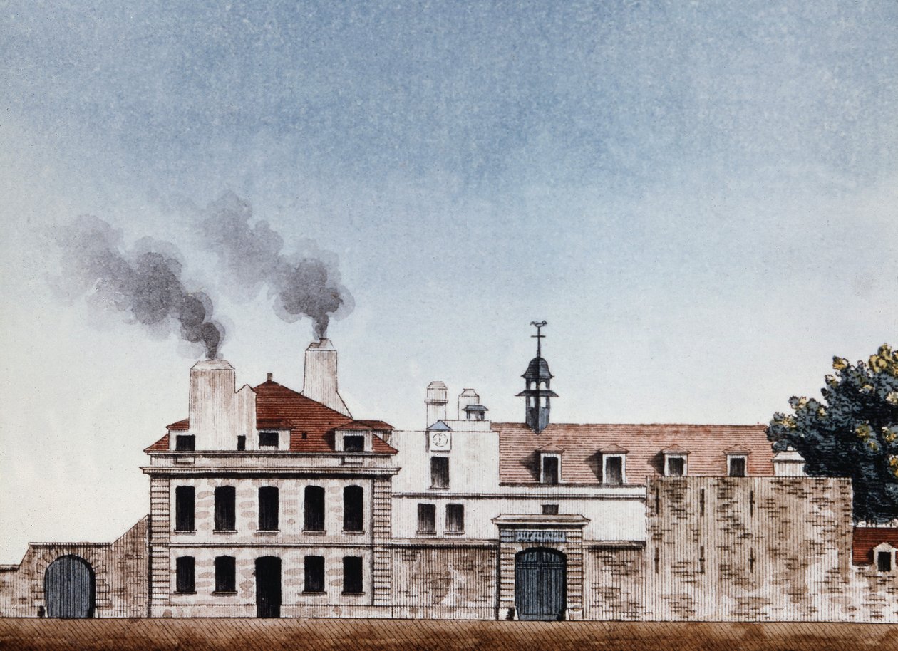 Necker sjukhus 1818 - vinjett graverad av J.E. Thierry, Archives of Public Assistance av Etienne Jules Thierry