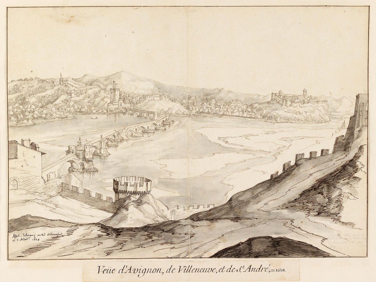 Martellage 1608 Pont Saint Benezet av Etienne Martellange
