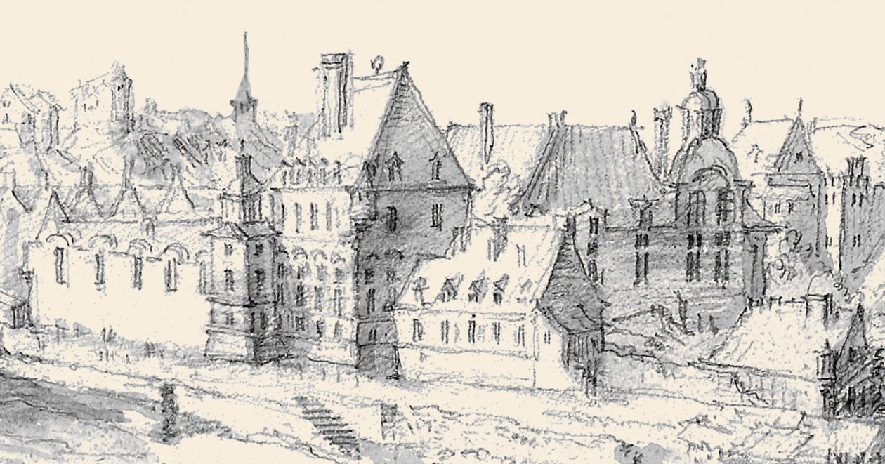 Martellange, Vy över Paris 1620 - Ashmolean Museum (detalj med Hôtel de Nevers) (justerad) av Etienne Martellange