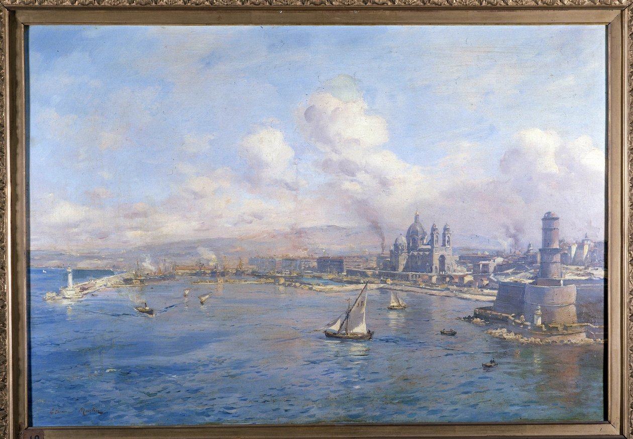 Joliette-bassängen och de nya hamnarna i Marseille Målning av Etienne Martin (1856-1945). Marseille akademi av Etienne Philippe Martin