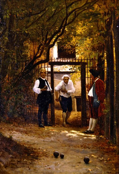 Spela boule (olja ombord) av Etienne Prosper Berne Bellecour