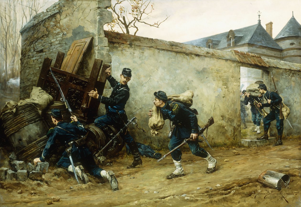 En överraskningsattack, 1888 av Etienne Prosper Berne Bellecour