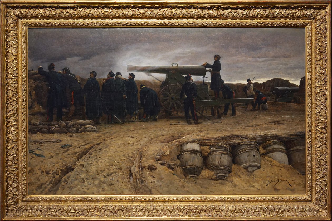 Fransk tungt artilleripjäs vid belägringen av Paris, 1872 av Etienne Prosper Berne Bellecour