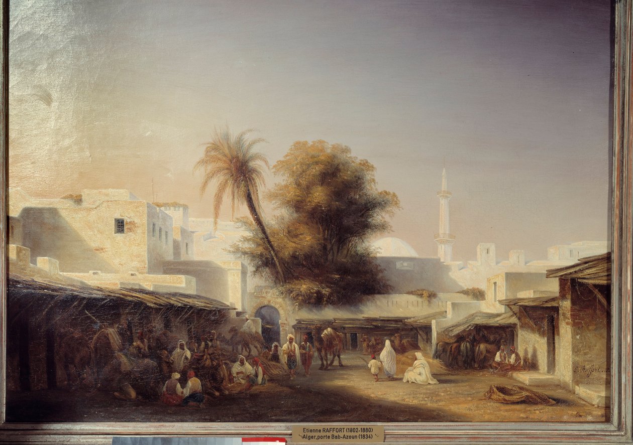 Alger, Gate Bab Azoun (Bab-Azoun). Målning av Etienne Raffort (1802-1895) av Etienne Raffort
