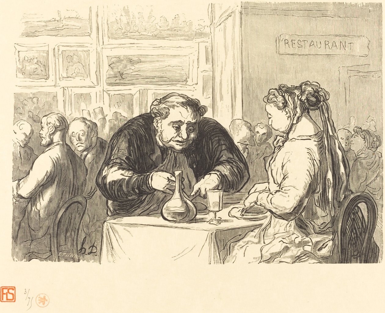 På Konstutställningens buffé av Etienne after Honoré Daumier