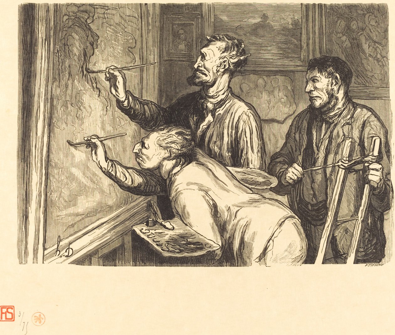 Måleriutställning 1868 - Det sista penseldraget av Etienne after Honoré Daumier