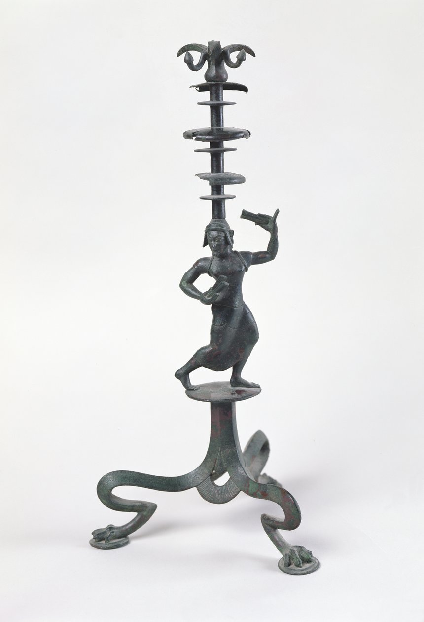 Kandelaber med en dansare med kastanjetter (brons) av Etruscan