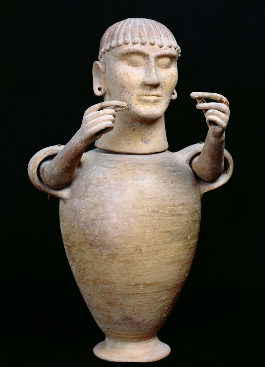 Canopic burk med rörliga armar (lera) (se även 53215) av Etruscan