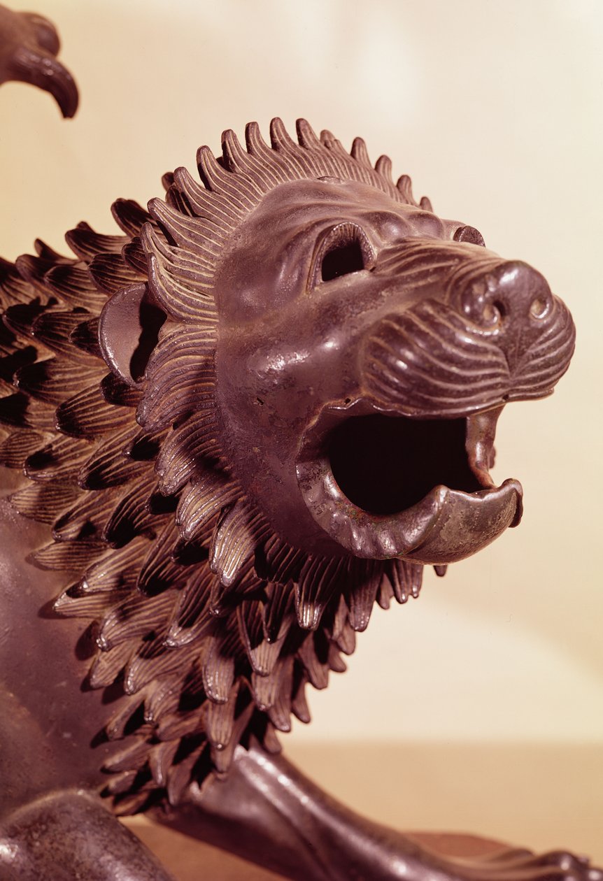 Chimera, detalj av huvudet i brons av Etruscan
