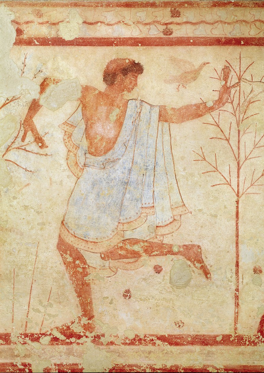 Dansare i en blå tunika från Trikliniums grav, c.470 f.Kr. (väggmålning) av Etruscan