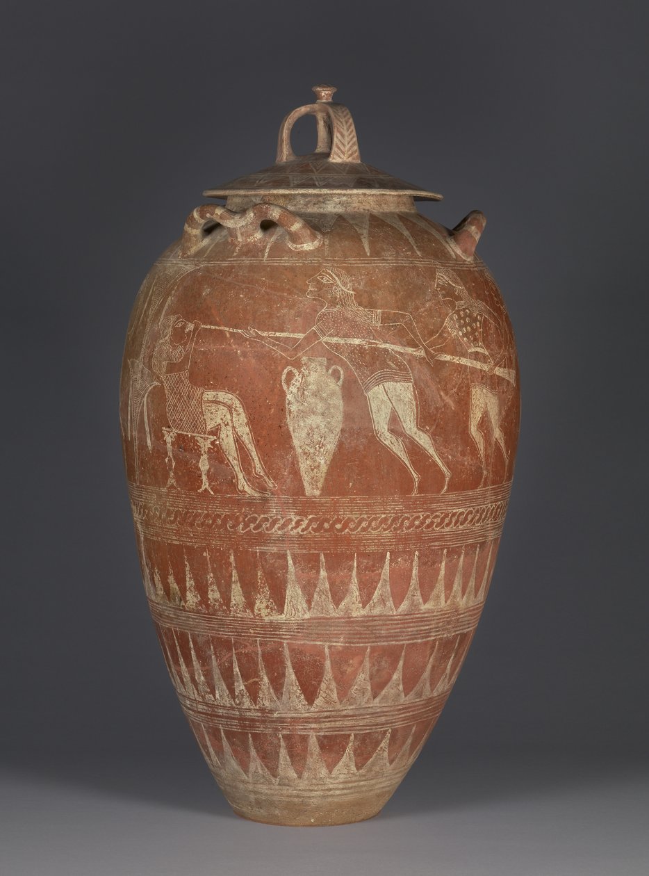 Etruskiska pithos med lock med förbländning av Polyphemos, 650-25 f.Kr. (terrakotta) av Etruscan