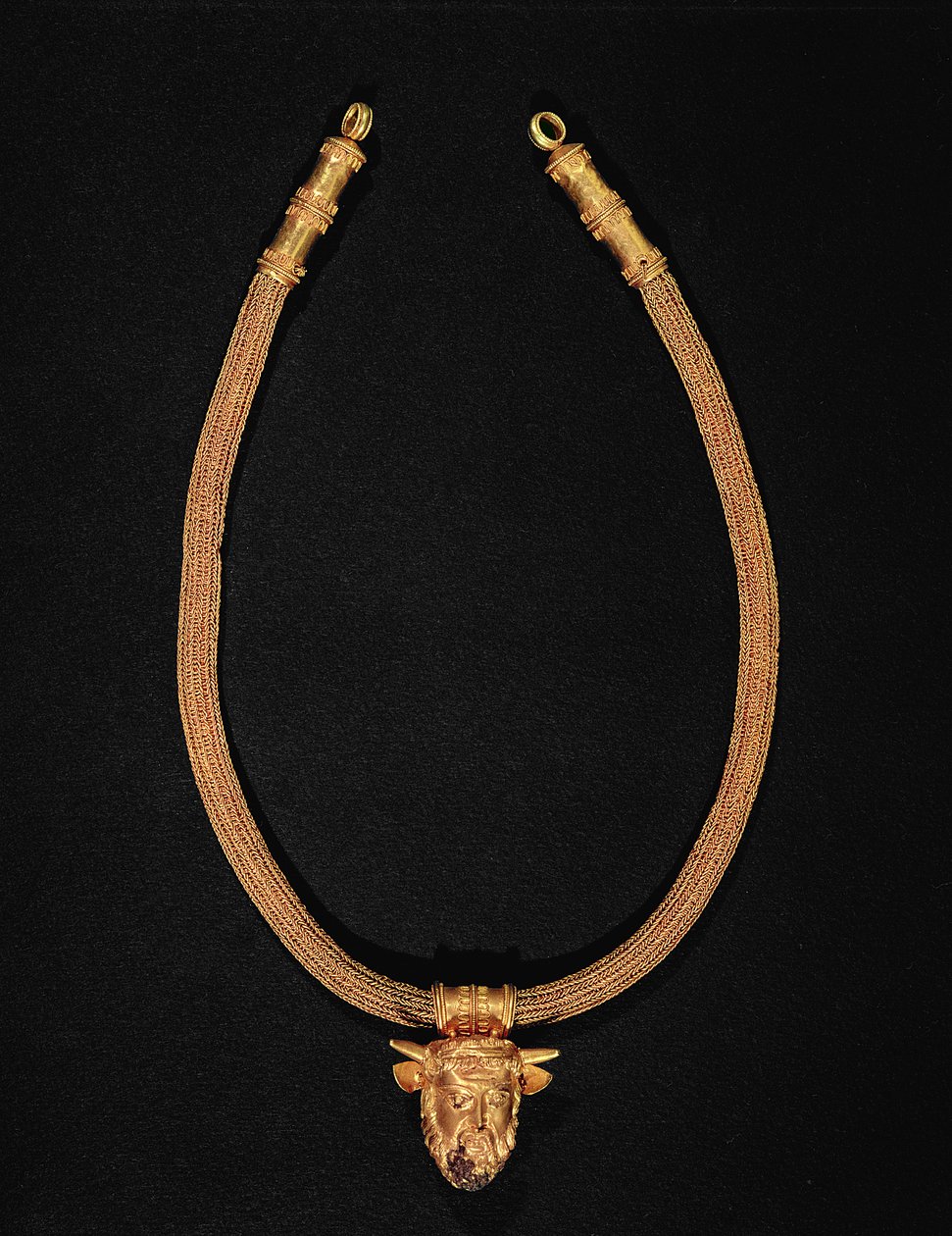 Halsband med ett människohuvud (guld) av Etruscan