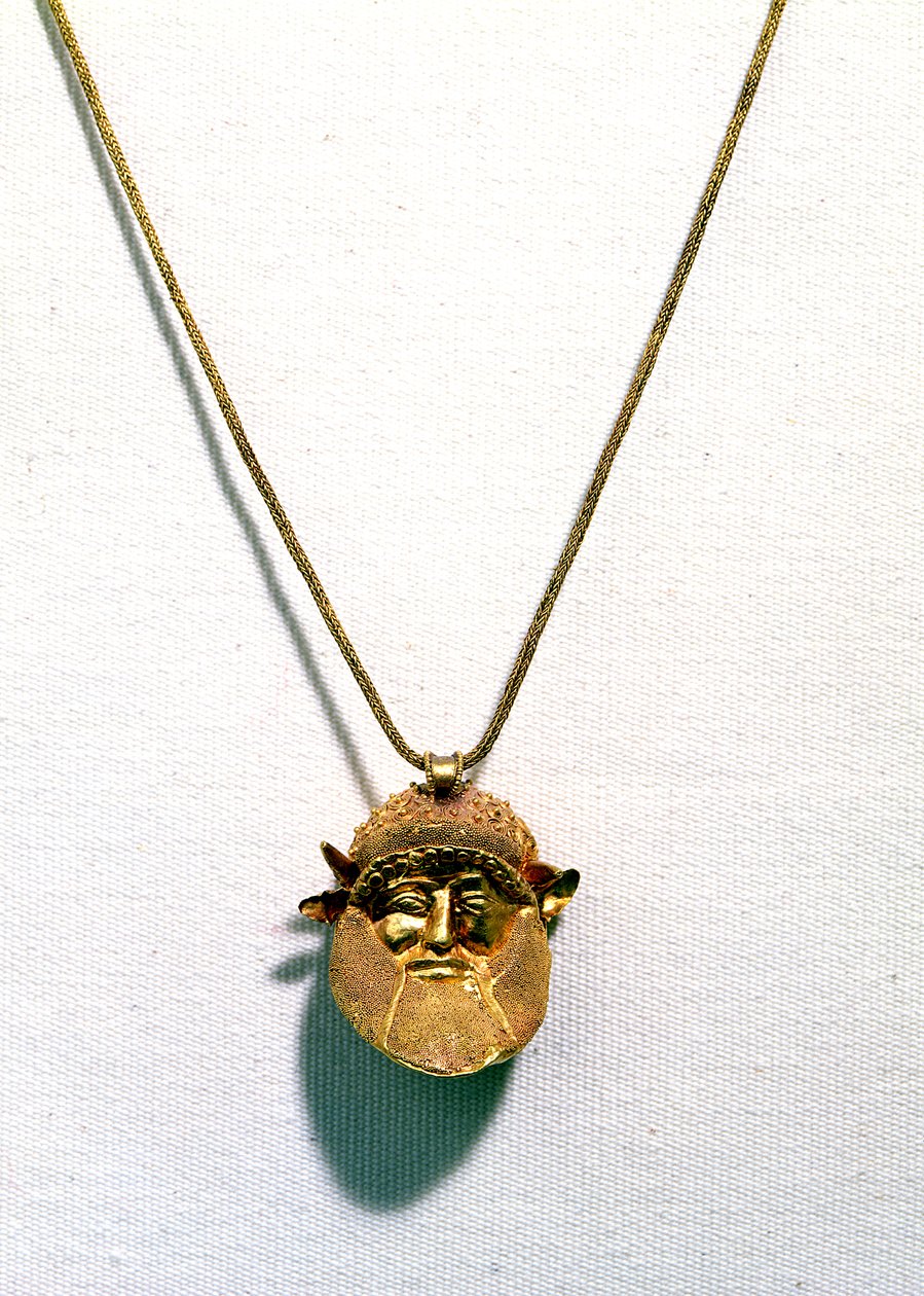 Hänge med huvudet av flodguden Achelous (guld) av Etruscan