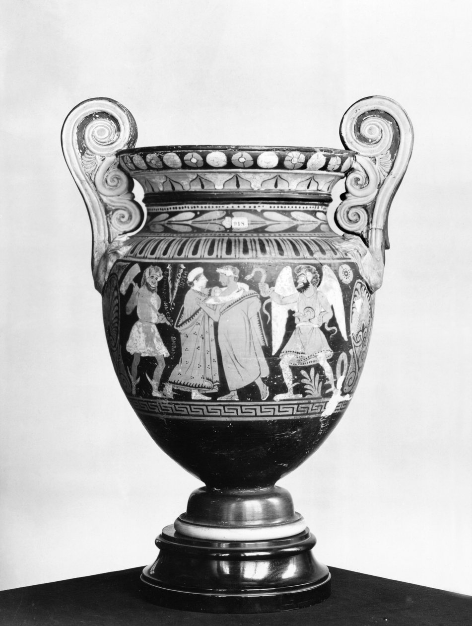 Amphora med röd figur som föreställer Alcestis och Admetus skilsmässa (keramik) av Etruscan