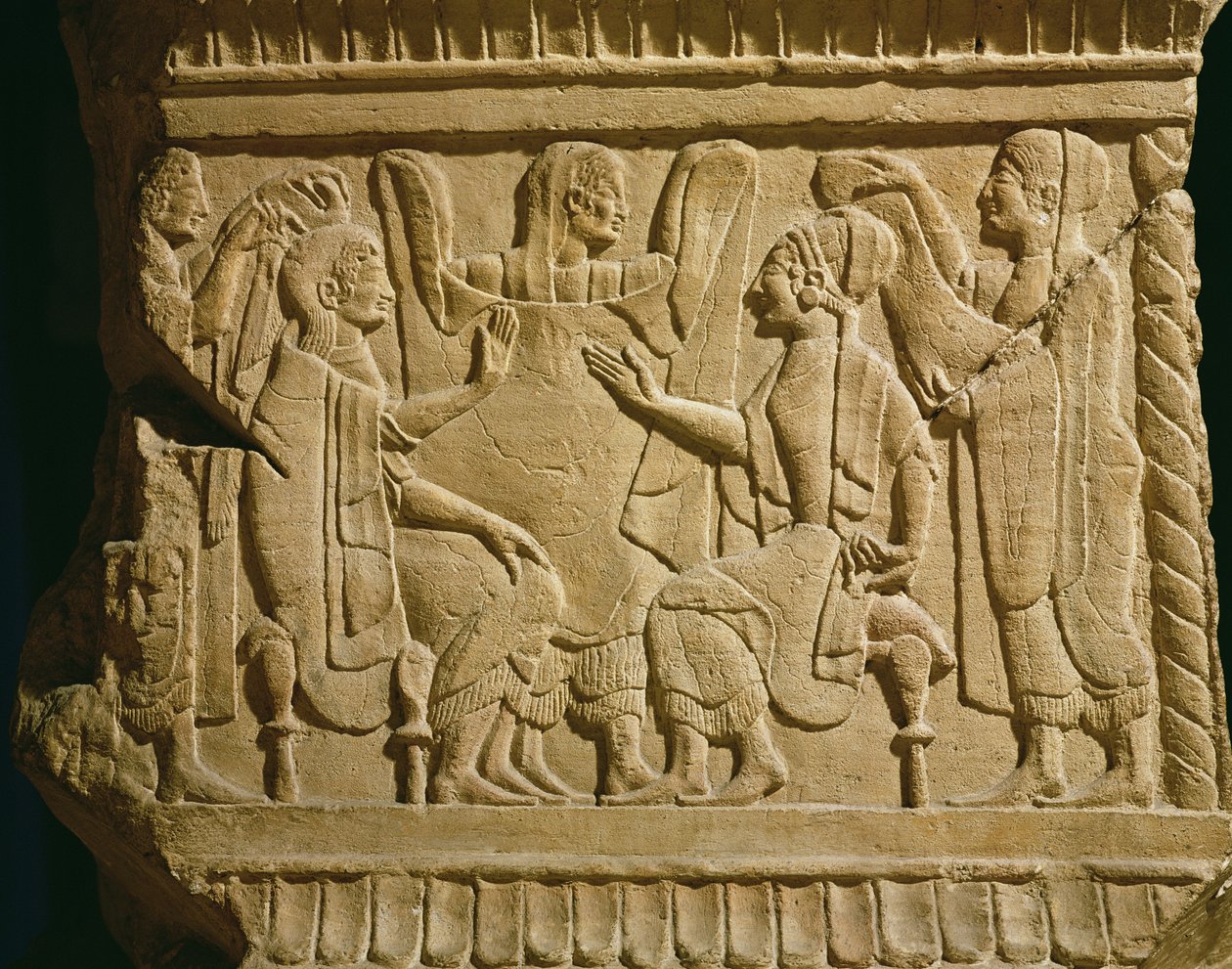 Relief föreställande en gyneceumscen av Etruscan