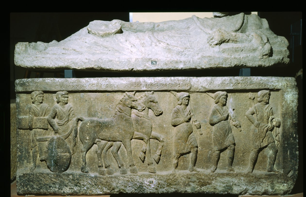 Sarkofag från Banditaccia Necropolis, Cerveteri, Italien (kalksten) av Etruscan