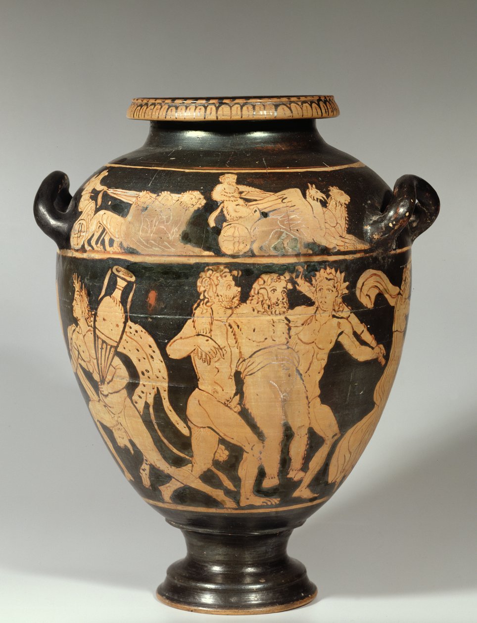 Stamnos, dionysisk scen, etruskisk rödfigurig period, 400-talet f.Kr. (keramik) av Etruscan