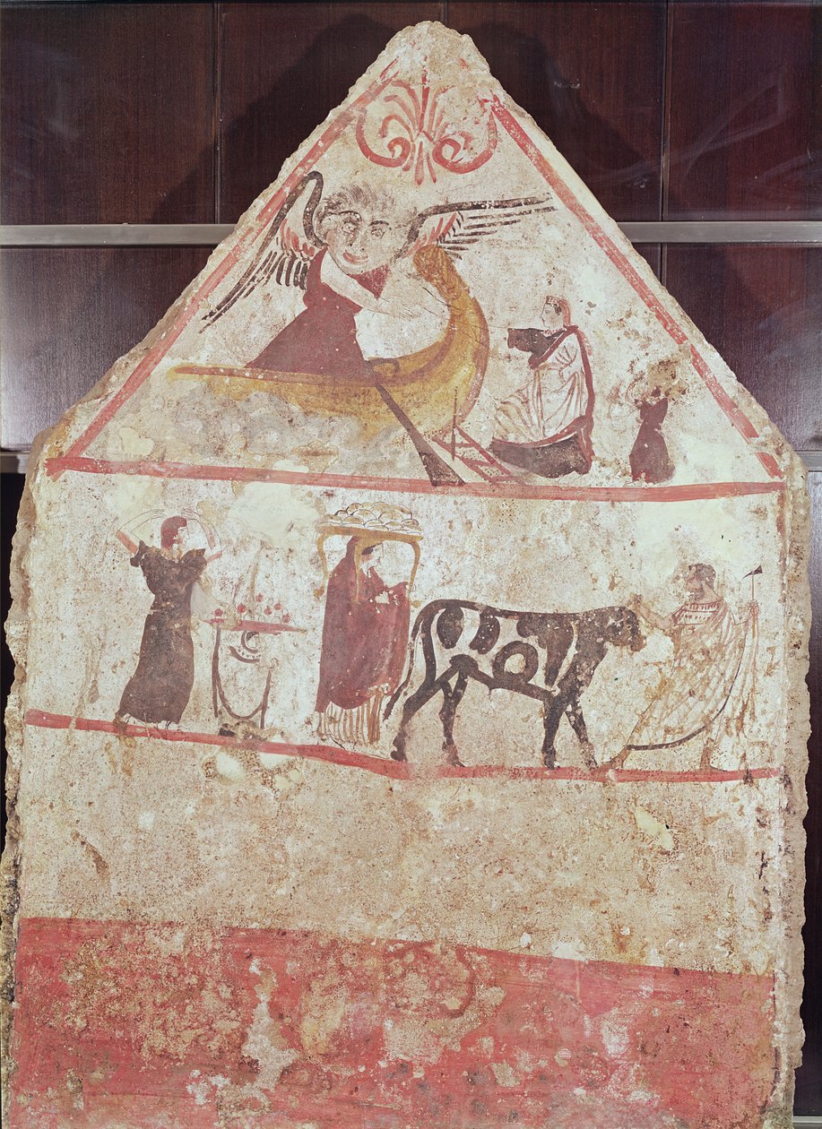 Charons park och procession (väggmålning) av Etruscan