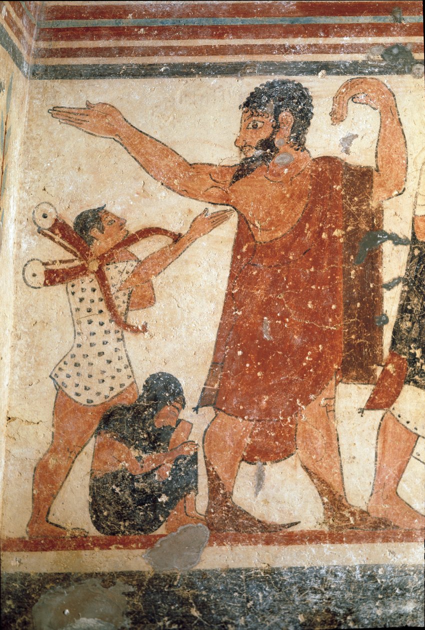 En karaktär kan vara kampens domare. (Detalj av fresk, 530 f.Kr.) av Etruscan